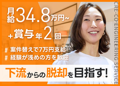 株式会社ＣＲＥ－ＣＯエンジニアリングサービス ITエンジニア／微経験者OK／リモート7割／19種の手当あり