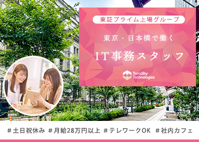 株式会社テラスカイ・テクノロジーズ(テラスカイグループ) IT事務スタッフ／テレワークOK／土日休／月給28万円～