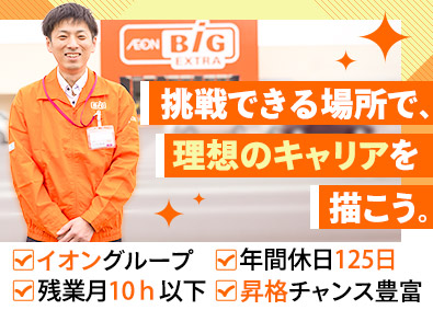 イオンビッグ株式会社(イオングループ) 店舗スタッフ／店長・副店長・売場責任者候補／残業月10h以下