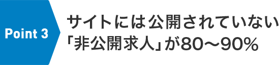 Point 3：サイトには公開されていない「非公開求人」が80～90％