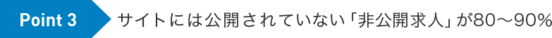 Point 3：サイトには公開されていない「非公開求人」が80～90％