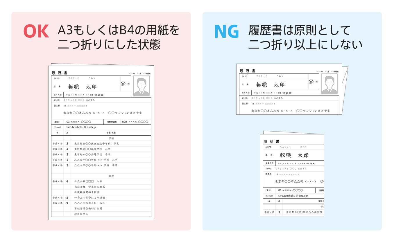 履歴書は折って封筒に入れてもいい 正しい折り方はある 転職q A プロが答えるq A 転職検討 活動の準備 転職ならdoda デューダ