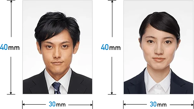 証明写真のサイズは縦40㎜×横30mm