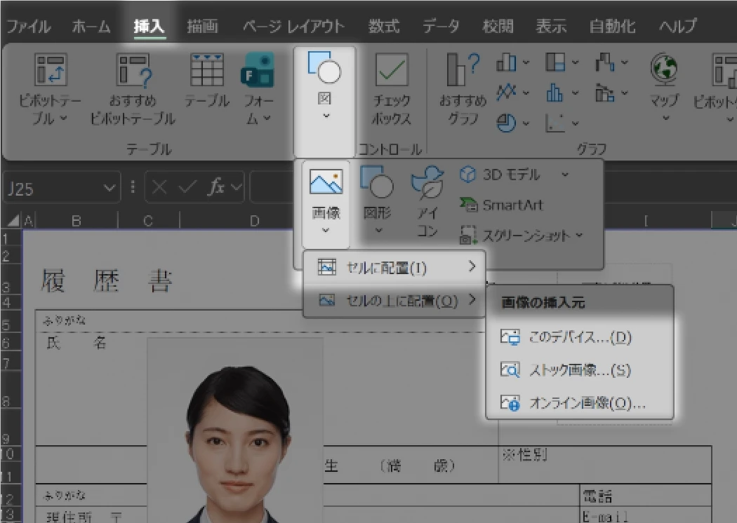 Excel履歴書の正しい貼りつけ手順1