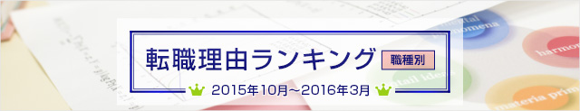 転職理由ランキング＜2015年10月～2016年3月＞ 職種別