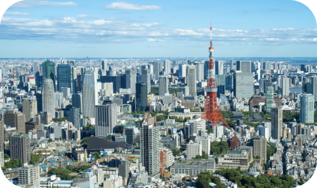 dodaの国内拠点本社が所在する東京都内上空イメージ写真